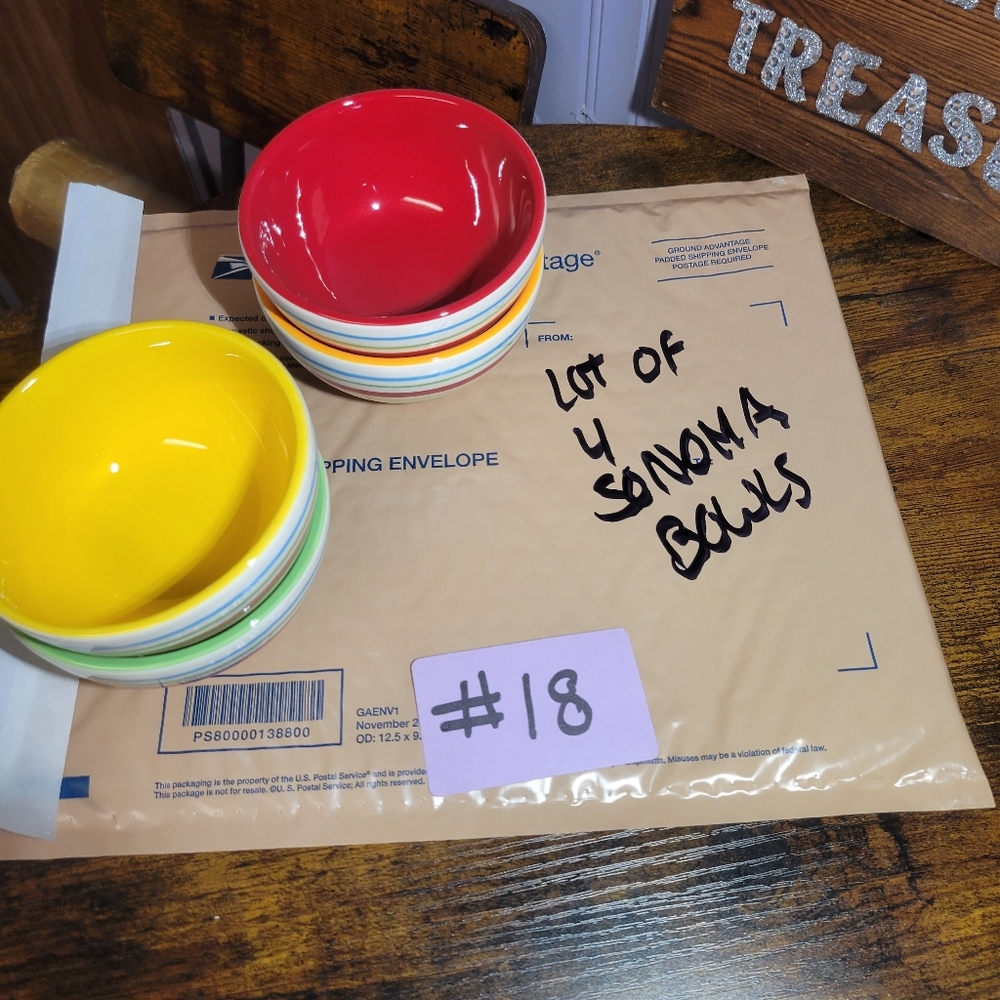 Sonoma Colorful Striped Ceramic Bowl Set of 4 - Picture 7 of 7